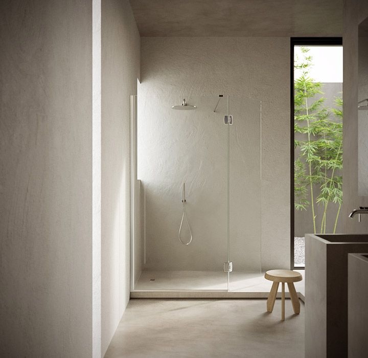 Trasparenza Calibe, cabina doccia di design in Acciaio Inox